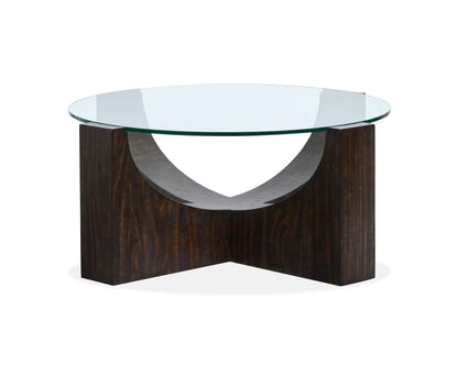 Beckham end table with round glass top and dark wood base Unique Piece Furniture on Tampa Home & Garden Store