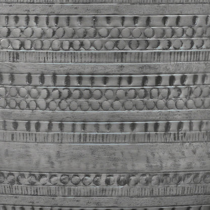 Handcrafted metal coffee table with textured detailing in pearl silver finish HouseOfZazla on Tampa Home & Garden Store