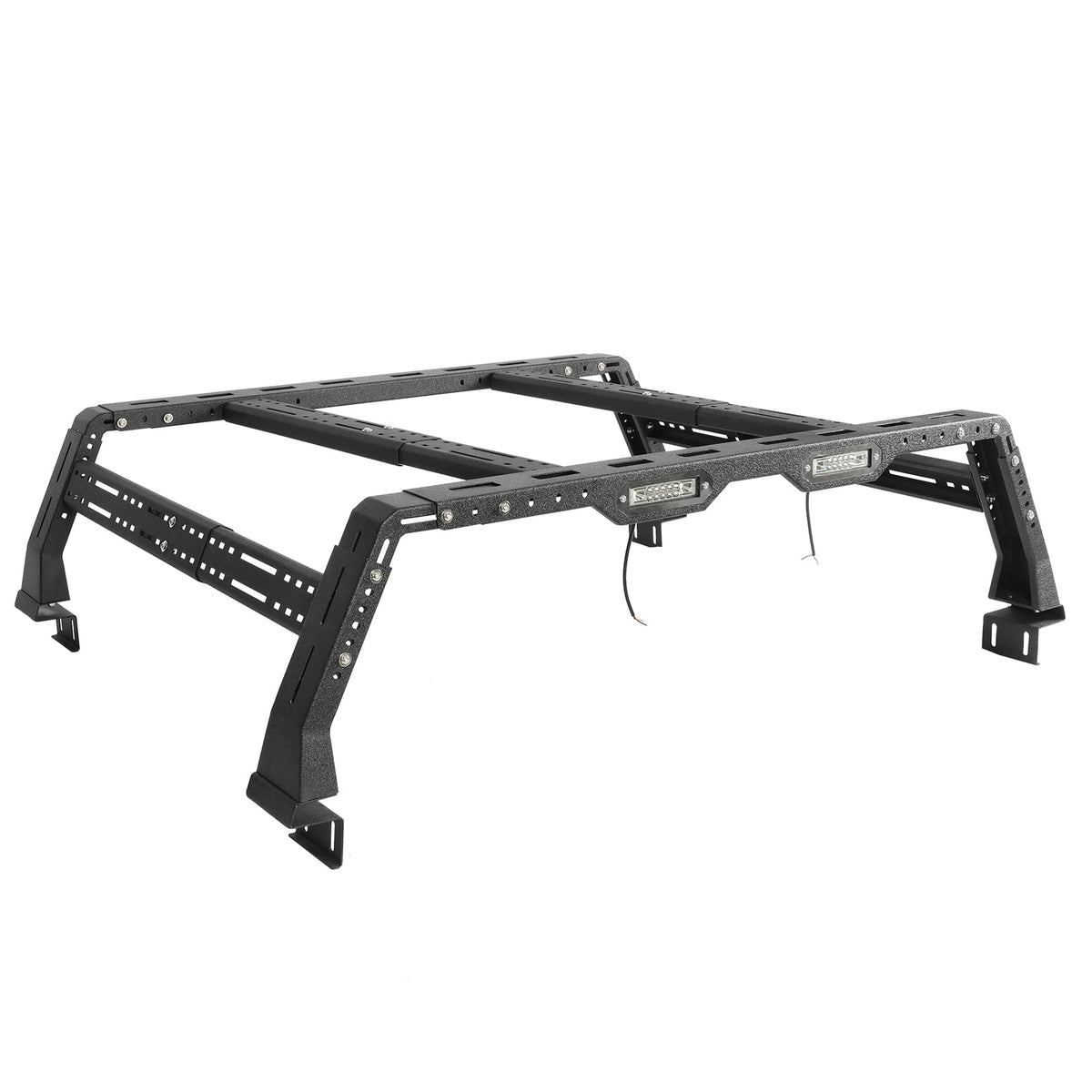 Overland Truck Bed Rack heavy-duty cargo frame by HouseOfZazla, black steel with LED lights on Tampa Home & Garden Store
