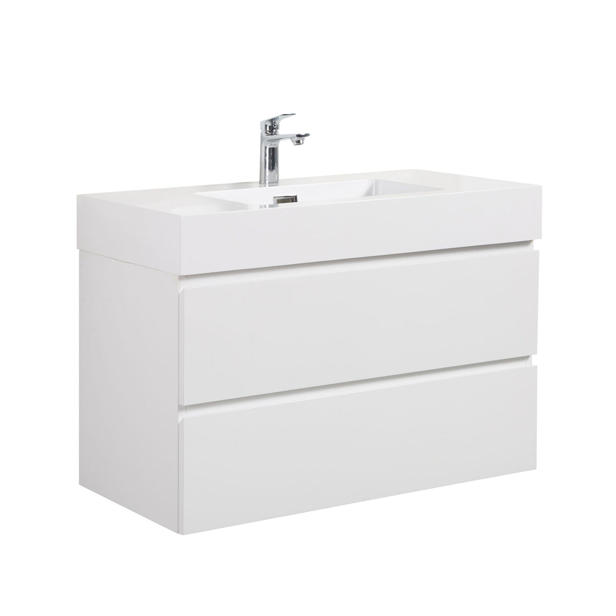 Modern floating bathroom vanity with storage, white, chrome faucet by HouseOfZazla on Tampa Home & Garden Store