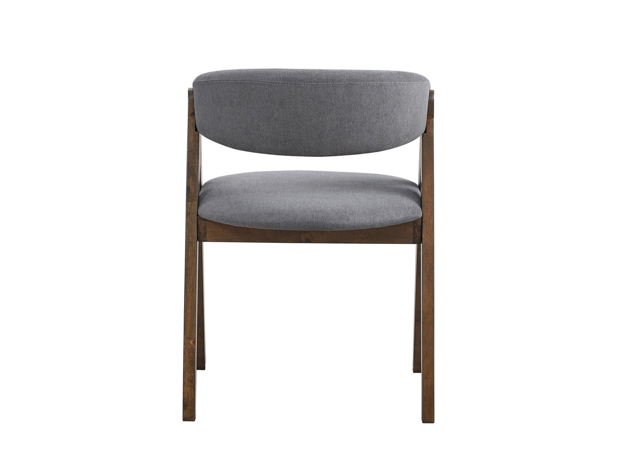 Gray side chair with upholstered cushion and wooden legs on Tampa Home & Garden Store