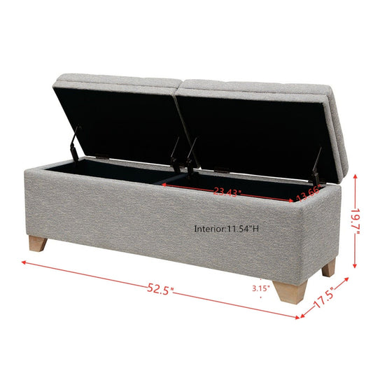 Soft Close Upholstered Storage Bench split-top dark gray fabric with storage on Tampa Home & Garden Store
