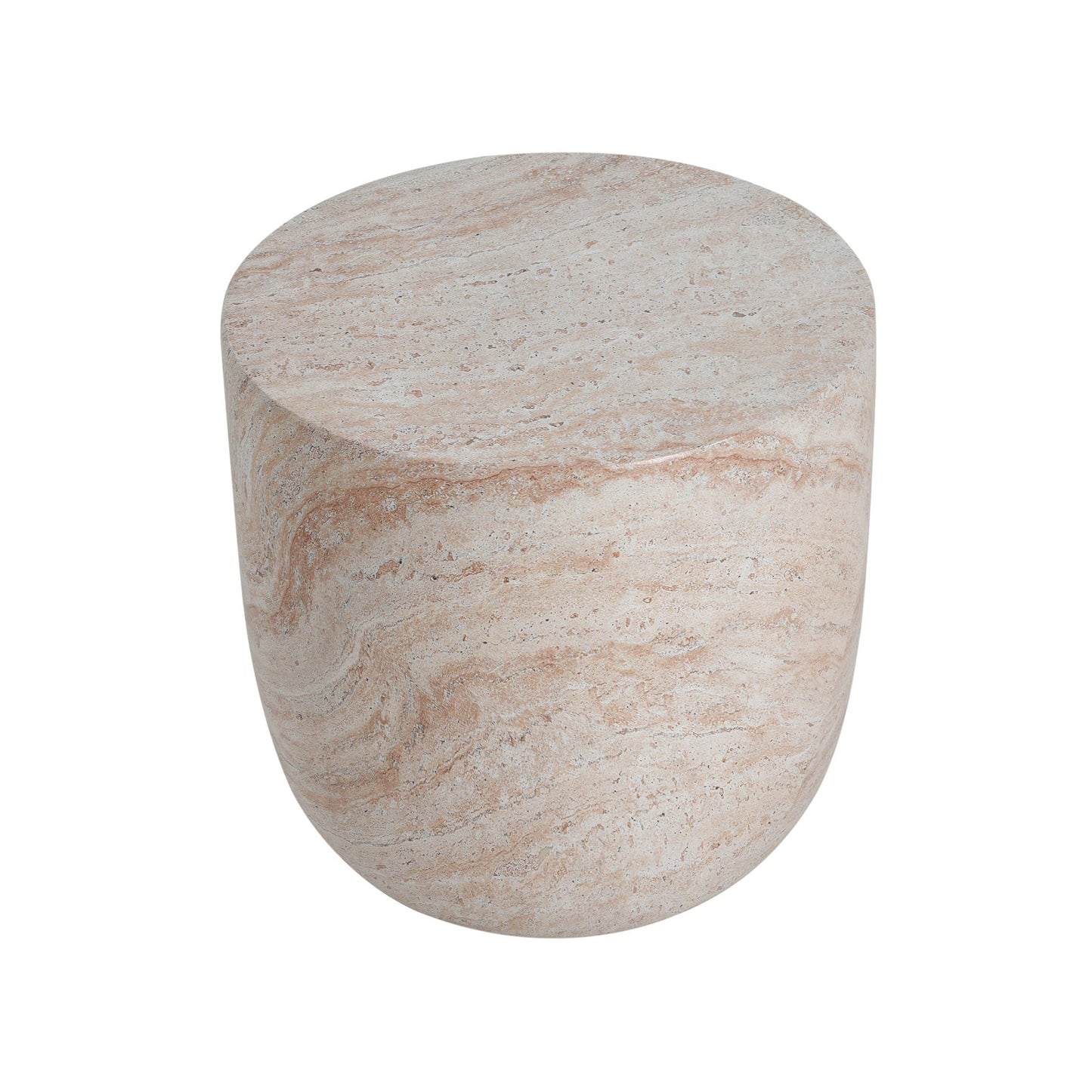 Outdoor Concrete Side Table with Beige Travertine