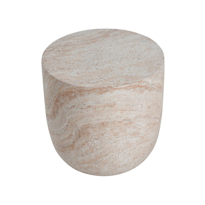 Outdoor Concrete Side Table with Beige Travertine