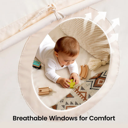 Tiny Land Versatile Kids Bed Tent & Play Tent round cream fabric with breathable windows on Tampa Home & Garden Store