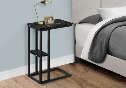 C Shaped Accent Table Marble Look and Modern