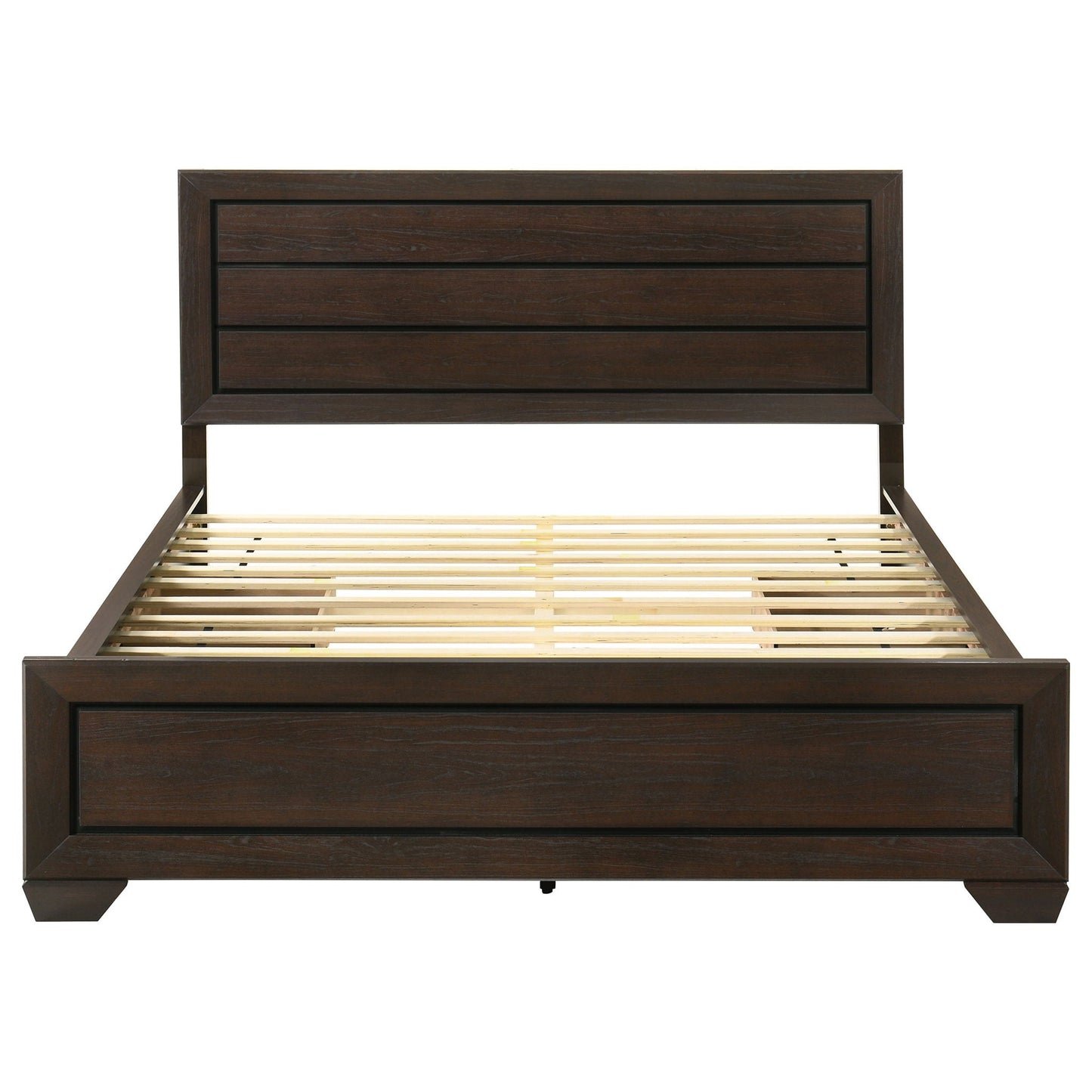 Holmgren Panel Bed With Side Drawers in dark brown wood finish on Tampa Home & Garden Store