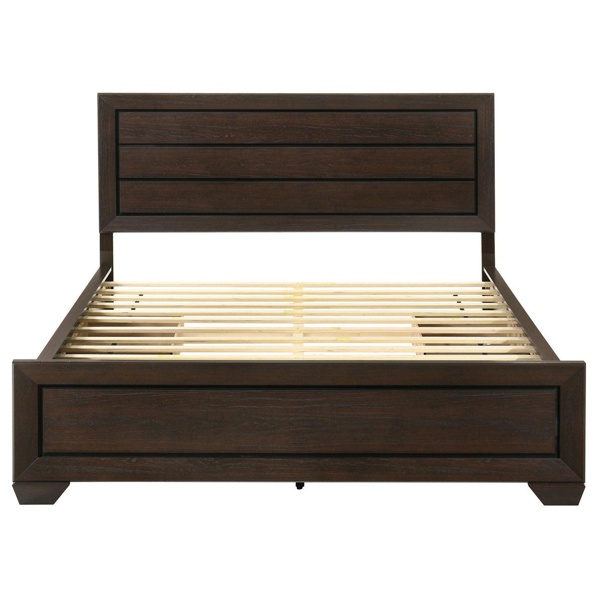 Holmgren Panel Bed With Side Drawers in dark brown wood finish on Tampa Home & Garden Store