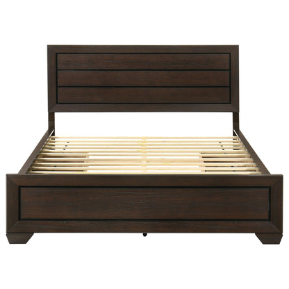 Holmgren Panel Bed With Side Drawers in dark brown wood finish on Tampa Home & Garden Store