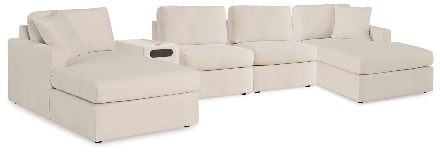 Modmax Oyster 4-piece stationary sectional in beige fabric with center console and chaise on Tampa Home & Garden Store