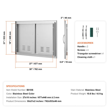 Stainless Steel BBQ Access Door for Kitchens