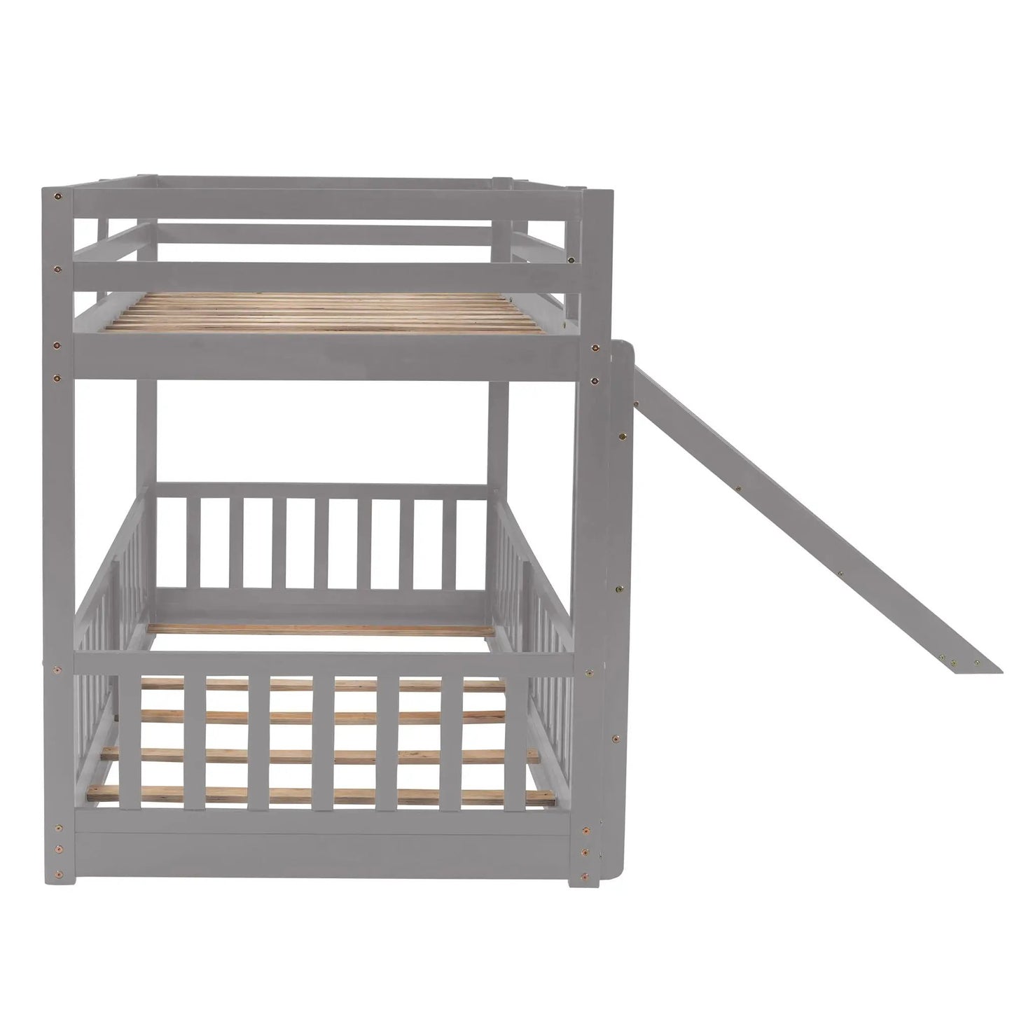 Functional bunk bed gray with built-in ladder and slide by Unique Piece Furniture on Tampa Home & Garden Store