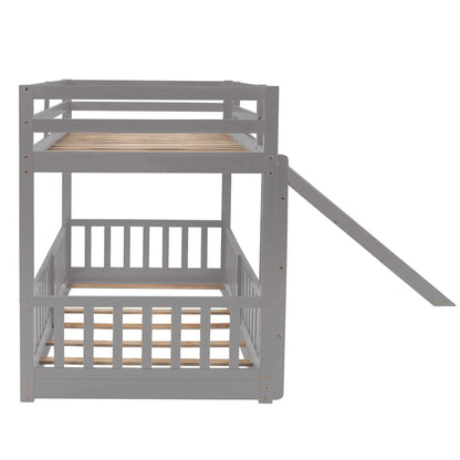 Functional bunk bed gray with built-in ladder and slide by Unique Piece Furniture on Tampa Home & Garden Store