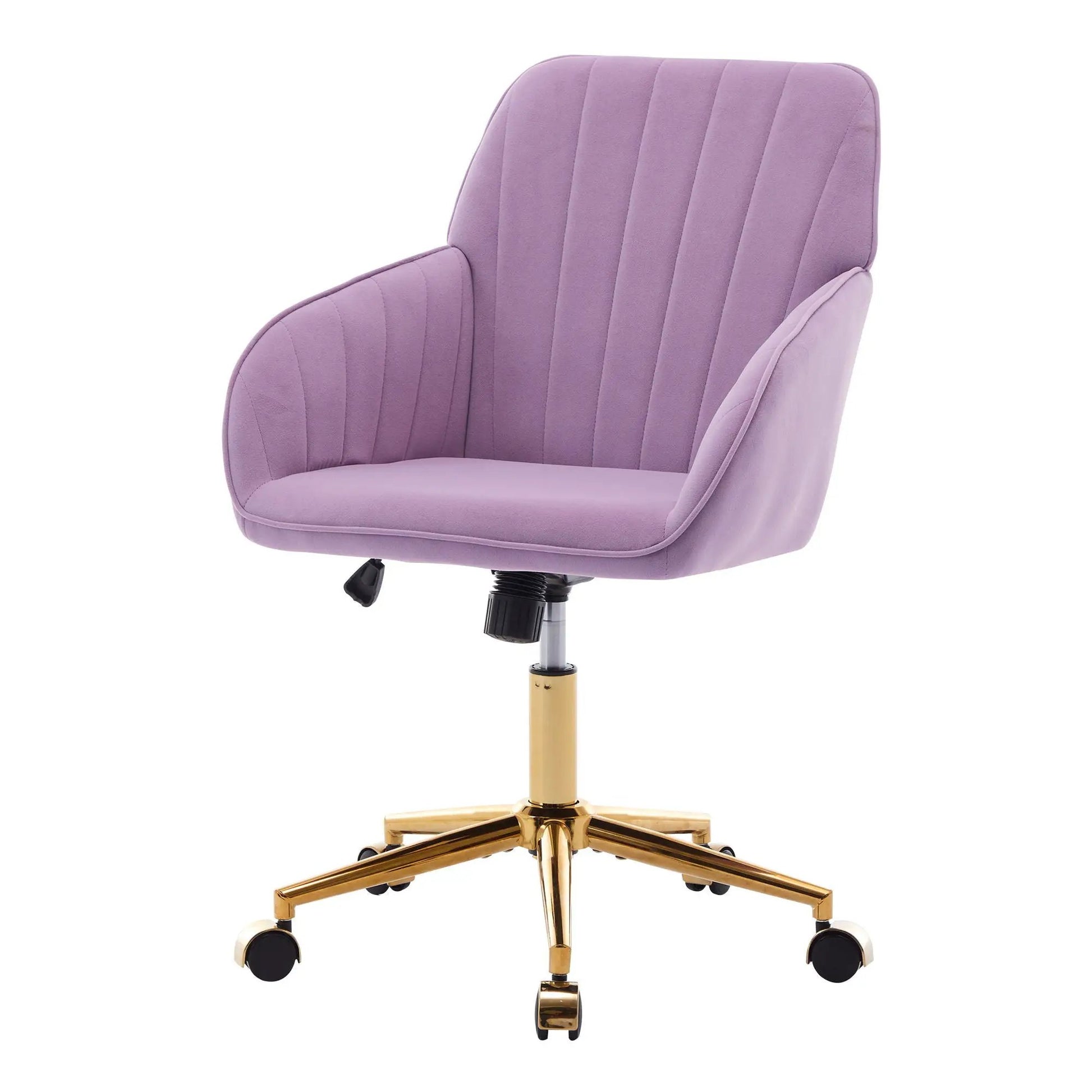 Lavender velvet adjustable ergonomic swivel chair with gold base by Unique Piece Furniture on Tampa Home & Garden Store