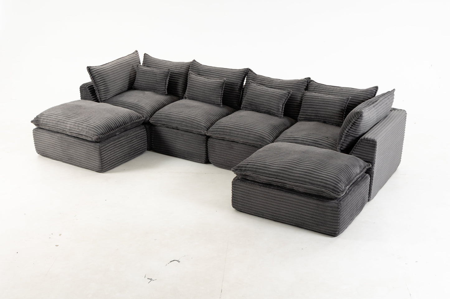 129.8-inch Cloud Couch Oversized Modular Sectional Sofa by HouseOfZazla in gray corduroy on Tampa Home & Garden Store