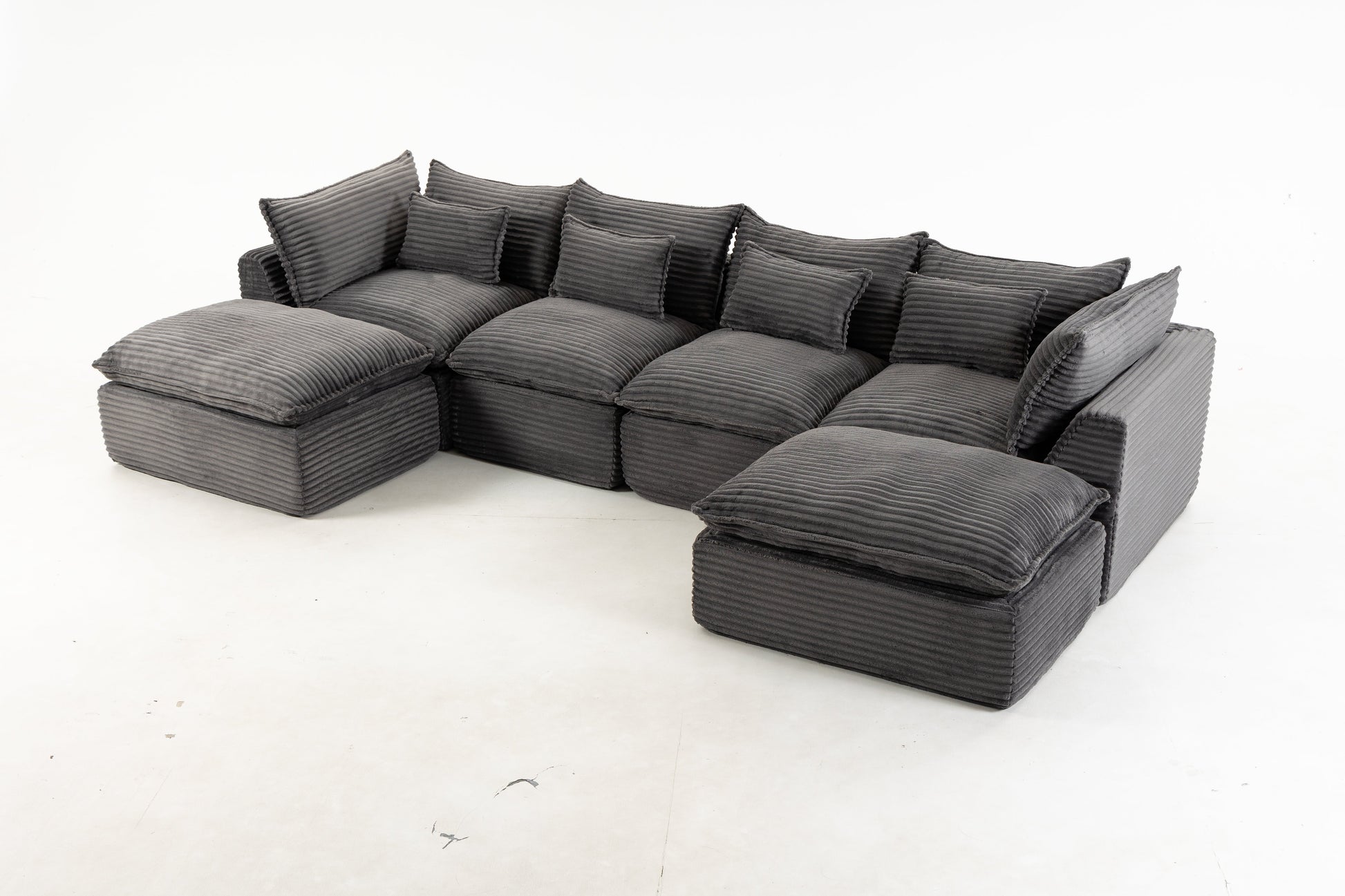 129.8-inch Cloud Couch Oversized Modular Sectional Sofa by HouseOfZazla in gray corduroy on Tampa Home & Garden Store