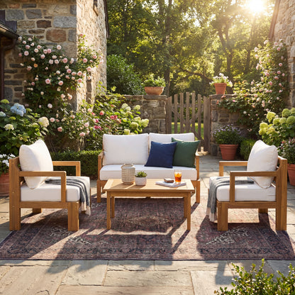 Outdoor 4-Seater Acacia Wood Patio Set for Home