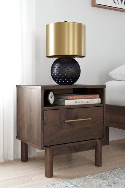 Calverson Night Stand Walnut Finish with Handle