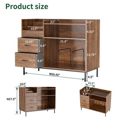 Vinyl record stand brown wood with flip-top storage and dual outlets by Unique Piece Furniture on Tampa Home & Garden Store