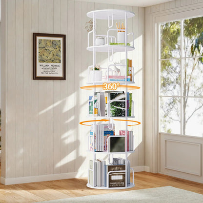 Rotating Bookshelf Tower 5 Tier Spinning Shelf