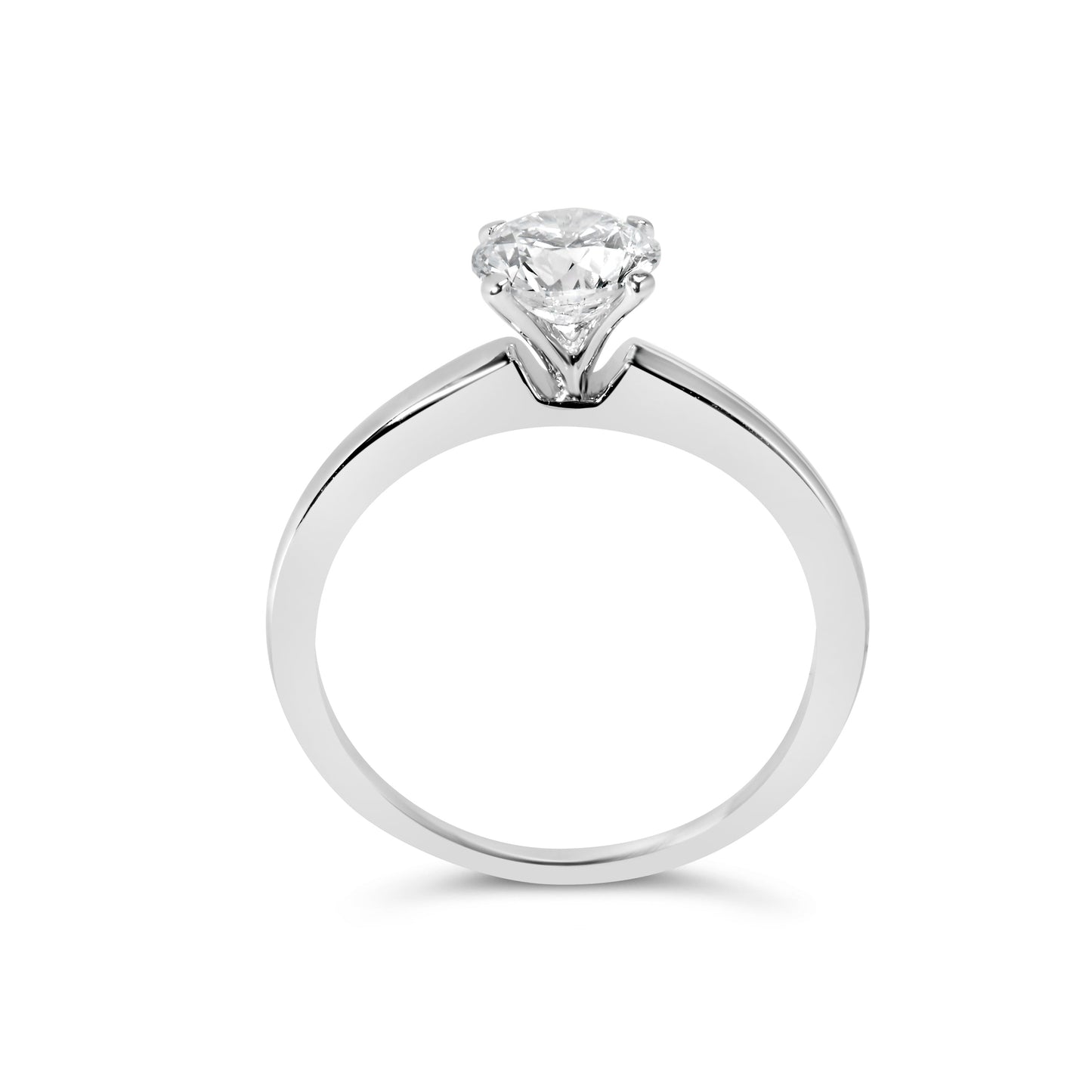 14K white gold solitaire engagement ring with 1.0 ct lab-grown round diamond, four-prong on Tampa Home & Garden Store