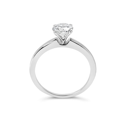 14K white gold solitaire engagement ring with 1.0 ct lab-grown round diamond, four-prong on Tampa Home & Garden Store