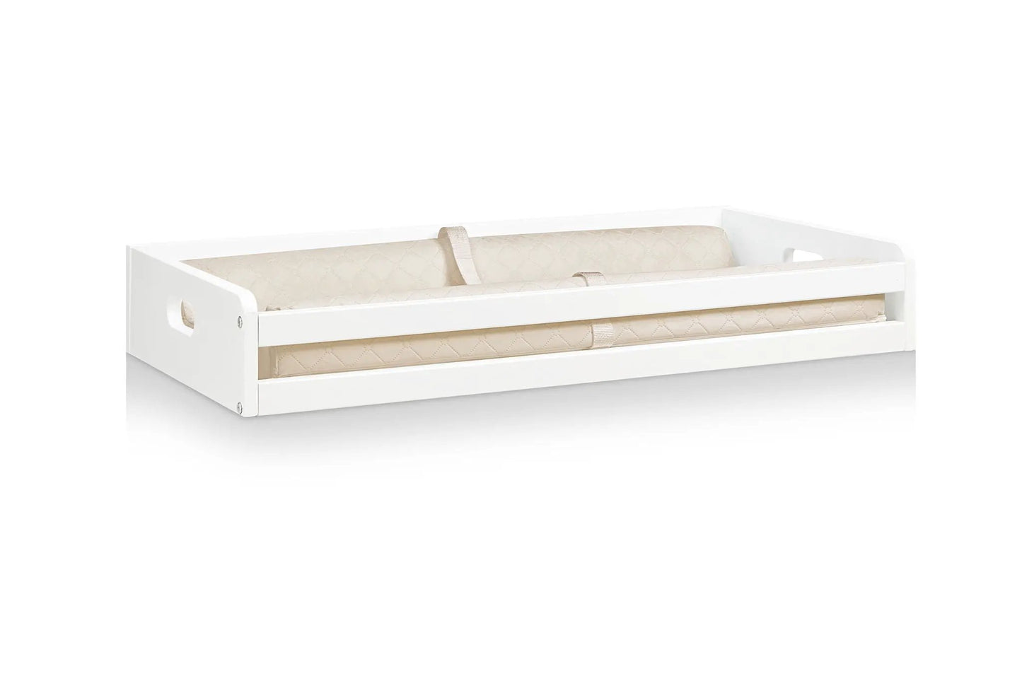 Livia Multi Purpose Changing Table white frame with beige quilted cushion two-tone on Tampa Home & Garden Store