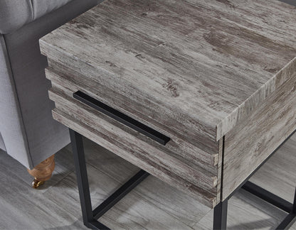 Astral two gray nightstands with weathered wood and black metal pulls by HouseOfZazla on Tampa Home & Garden Store