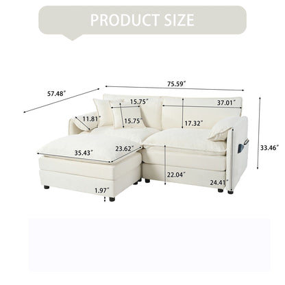 Modular sectional sofa with ottoman in beige cloud upholstery by HouseOfZazla on Tampa Home & Garden Store
