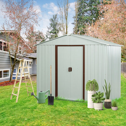 Galvanized Metal Storage Shed and White Finish