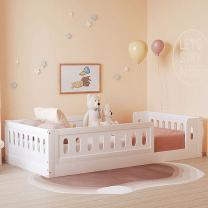 Platform Bed With Guardrail in white wood by Unique Piece Furniture on Tampa Home & Garden Store