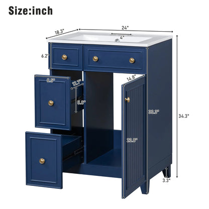 Transitional Bathroom Vanity With Ceramic Sink
