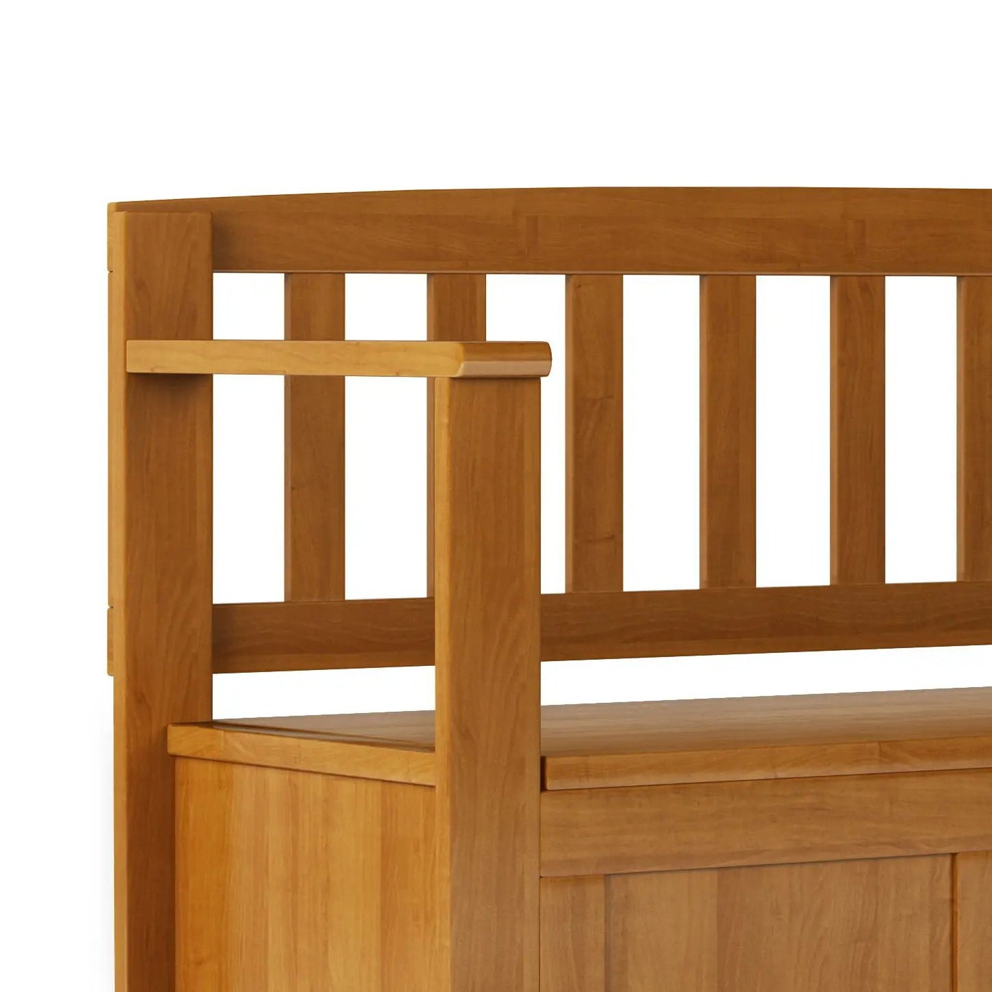 Brooklyn Handcrafted entryway storage bench in warm honey oak by Unique Piece Furniture on Tampa Home & Garden Store