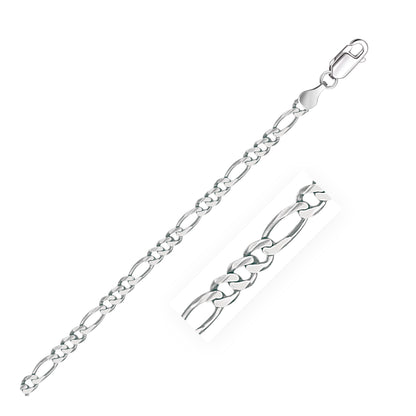 3.8mm 14k White Gold Solid Figaro Bracelet with lobster clasp, polished links on Tampa Home & Garden Store