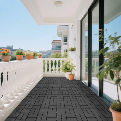Set of 44 Plastic Interlocking Decking Tiles