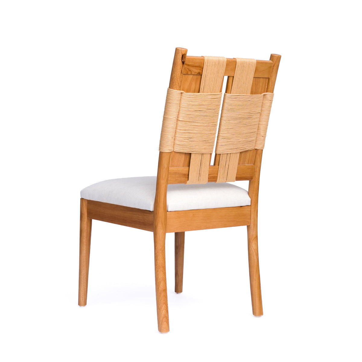 2 Piece Paper Rope Dining Chairs Set with Wood frames and white cushions, 2 chairs on Tampa Home & Garden Store