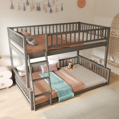 HouseOfZazla bunk bed with ladder and guardrails in dark gray wood on Tampa Home & Garden Store