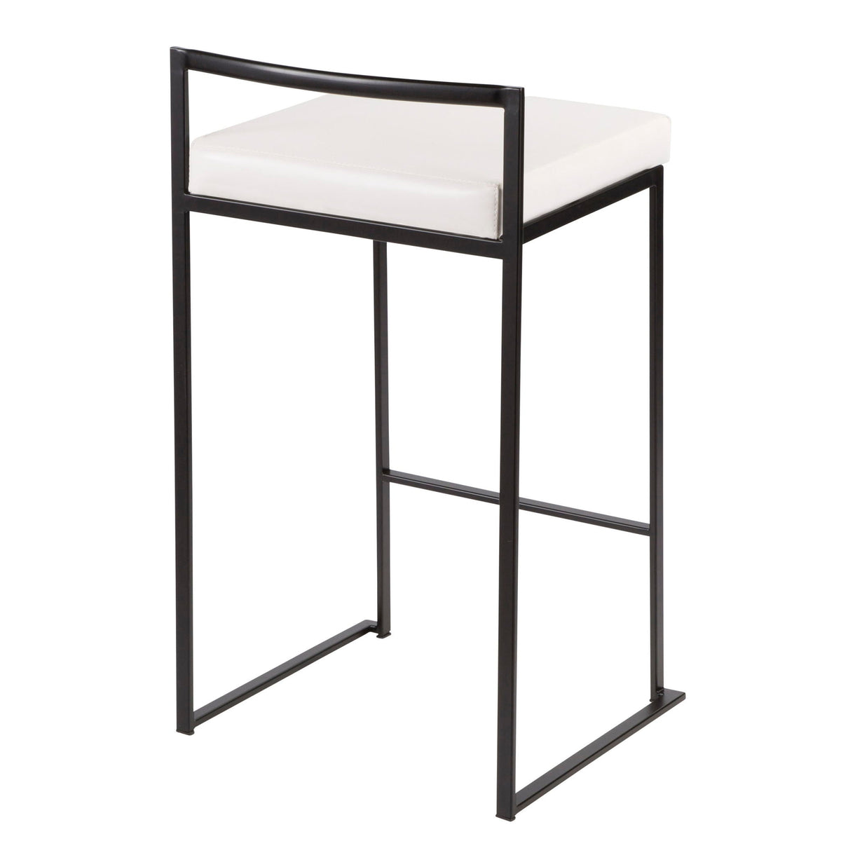 Stackable counter stools with white cushioned seat and black metal frame by HouseOfZazla on Tampa Home & Garden Store