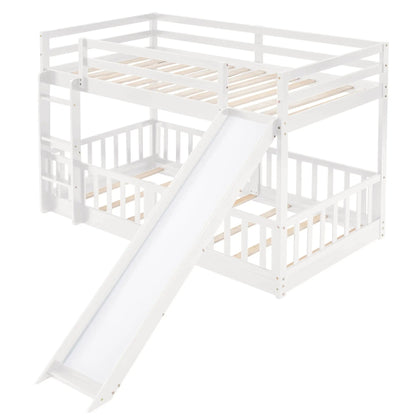 Bunk bed with built-in ladder and slide, white finish by Unique Piece Furniture on Tampa Home & Garden Store