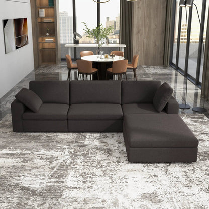 Cecilia modular corner sectional sofa in dark charcoal fabric, stationary by Unique Piece Furniture on Tampa Home & Garden Store