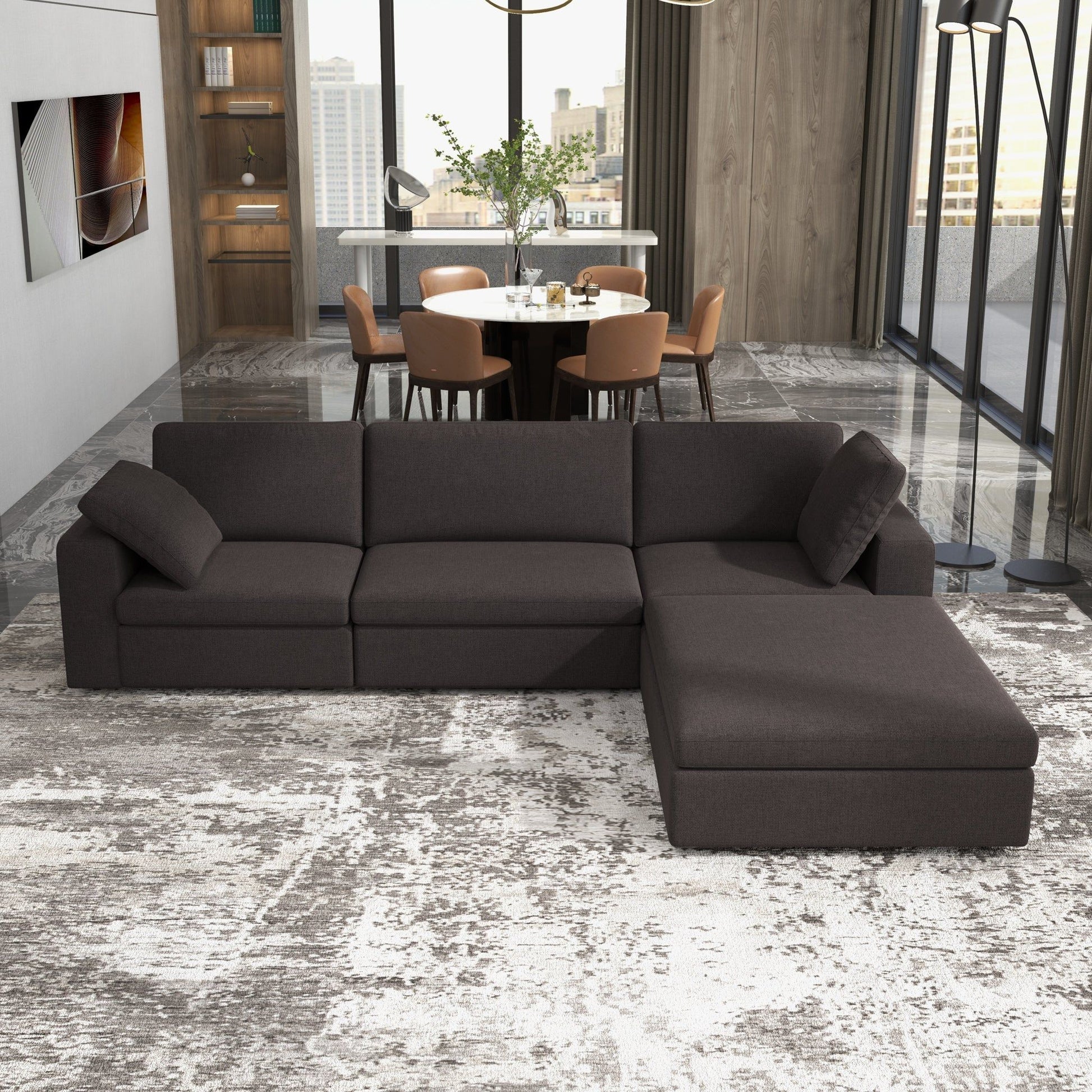 Cecilia modular corner sofa charcoal gray fabric by HouseOfZazla in a modern open living space on Tampa Home & Garden Store