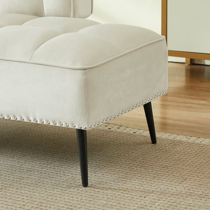 Modern Velvet Sofa with Rotating Side Table