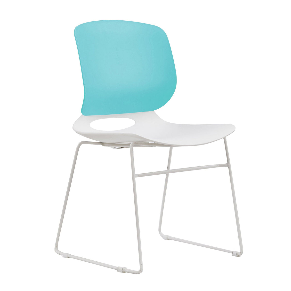 Ergonomic backrest stacking chairs turquoise set of 4 on Tampa Home & Garden Store