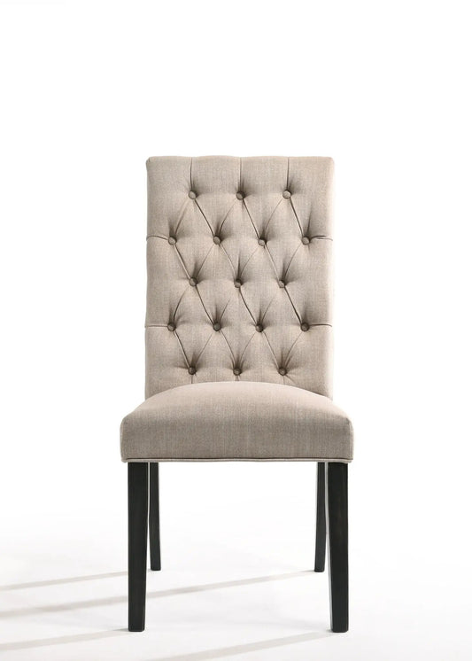 Morland Vintage Side Chair set of 2, tufted tan fabric with black legs on Tampa Home & Garden Store