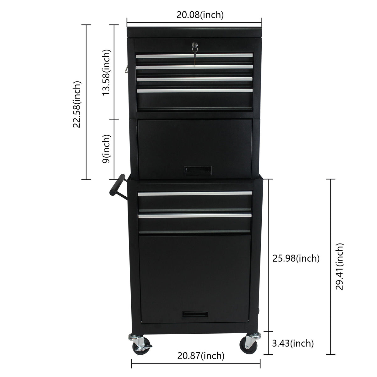 HouseOfZazla 6-Drawer Lockable Tool Cabinet black with detachable toolbox on Tampa Home & Garden Store