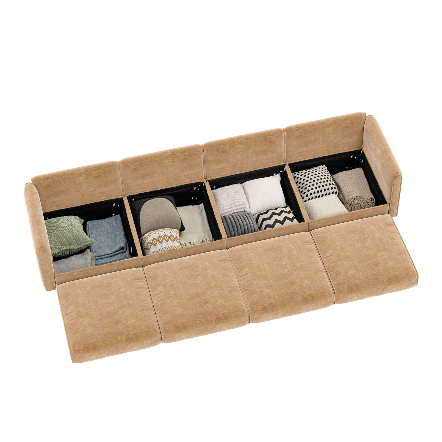 Modern Sofa with Storage and Cylindrical Backrest