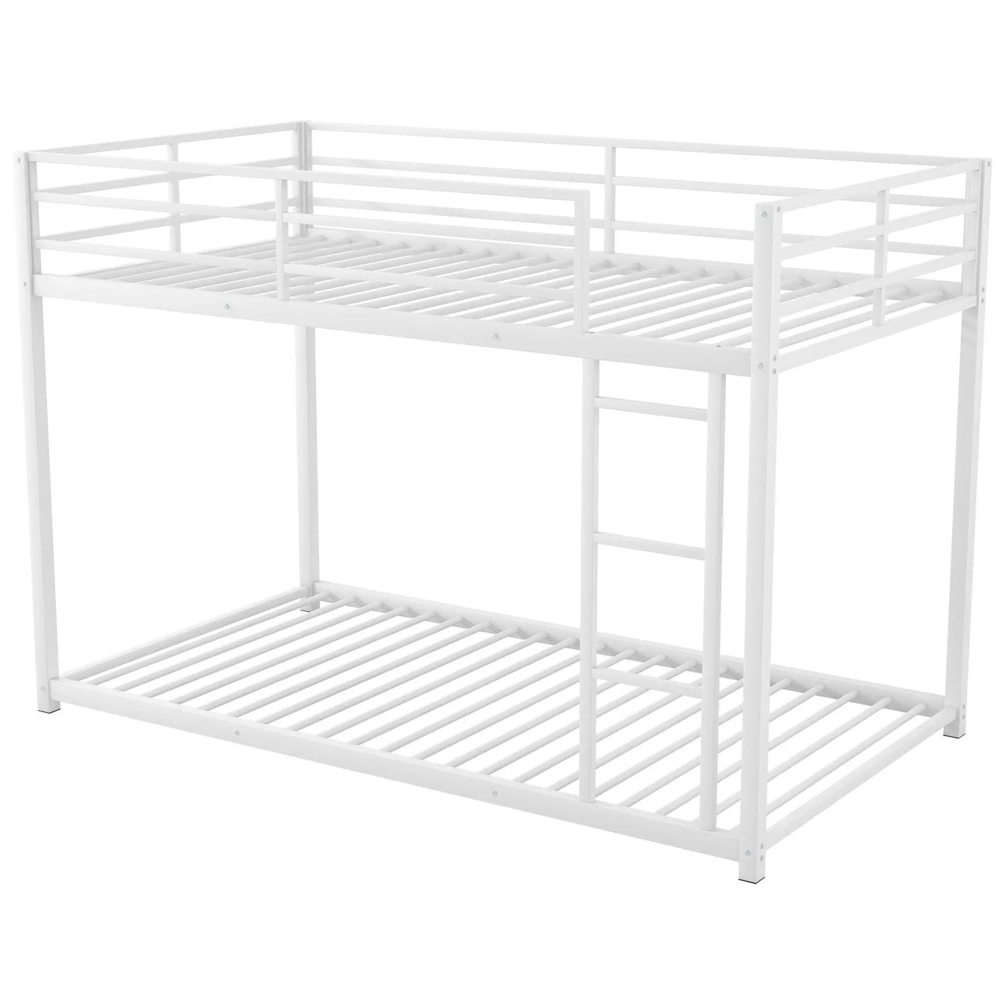 White metal bunk bed with ladder, low-profile design by Unique Piece Furniture on Tampa Home & Garden Store