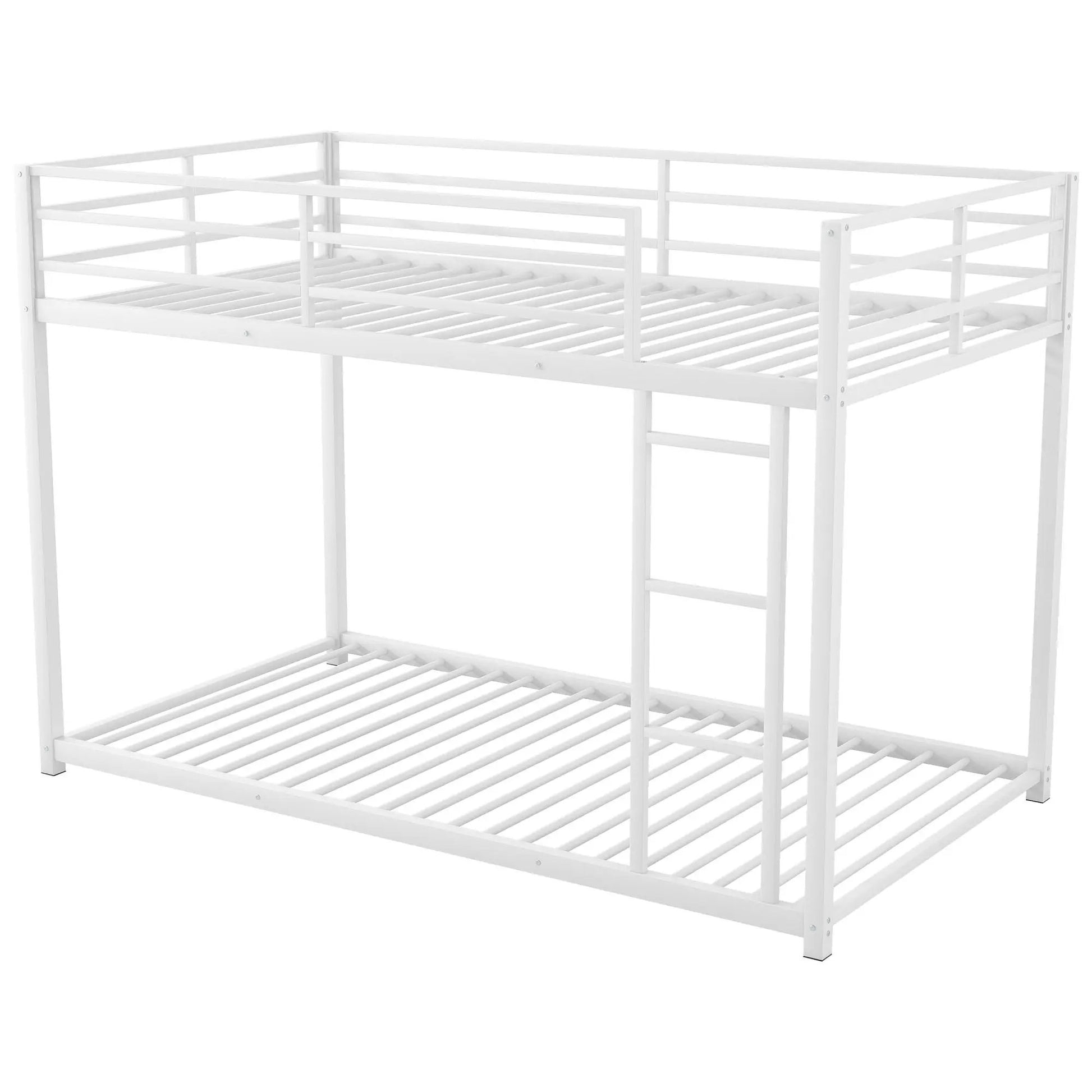 White metal bunk bed with ladder, low-profile design by Unique Piece Furniture on Tampa Home & Garden Store