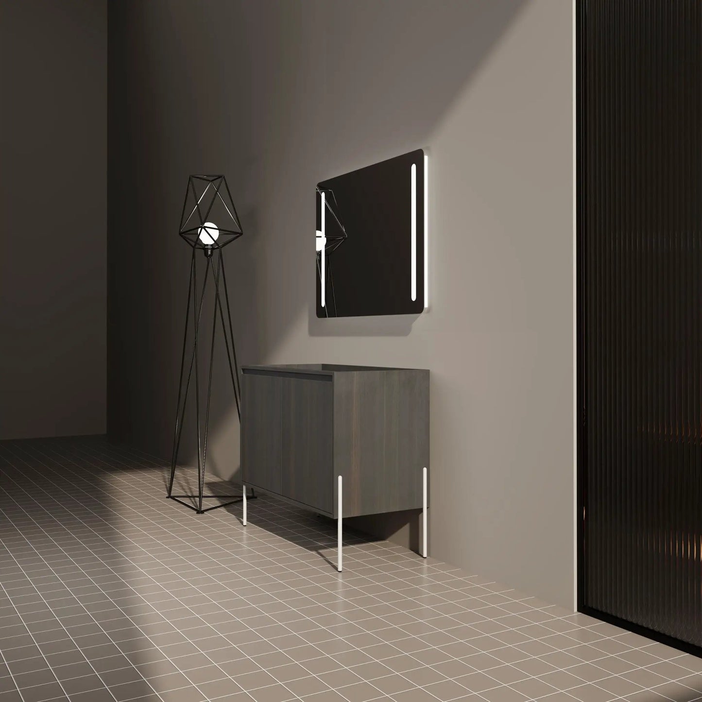 Freestanding bathroom vanity in dark wood with soft-close doors by Unique Piece Furniture on Tampa Home & Garden Store