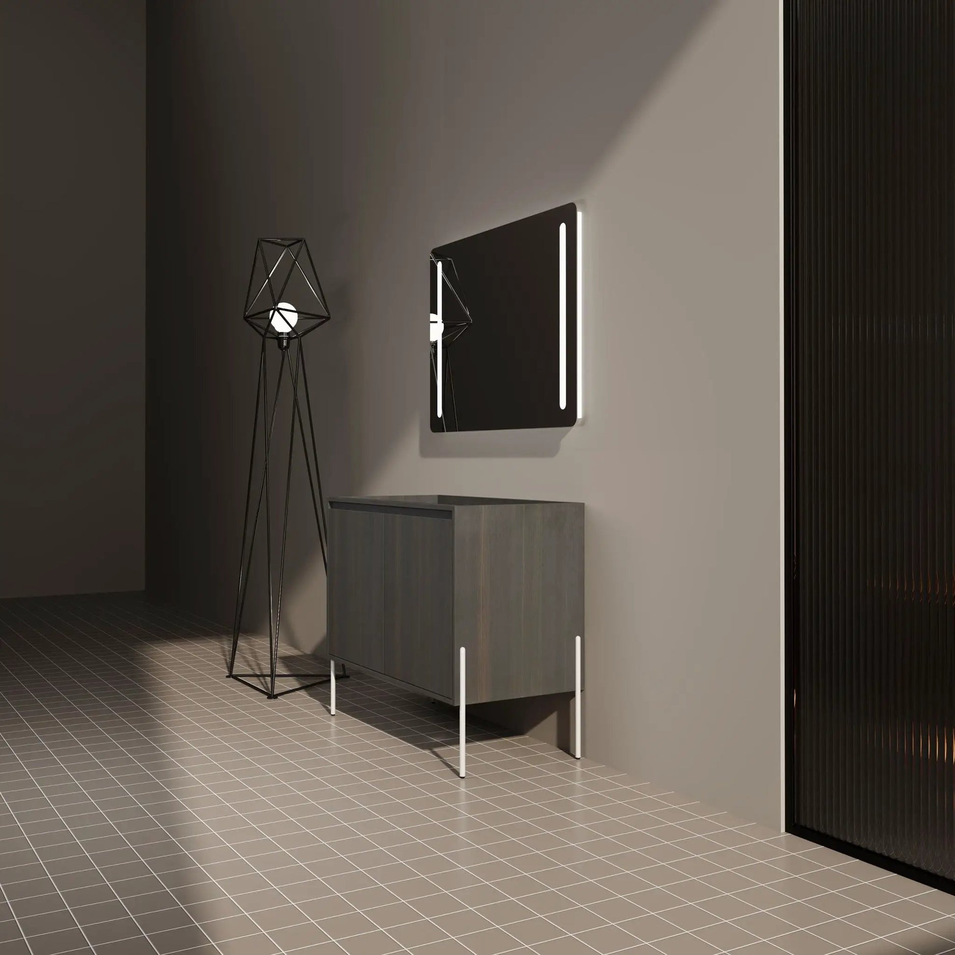 Freestanding bathroom vanity in dark wood with soft-close doors by Unique Piece Furniture on Tampa Home & Garden Store